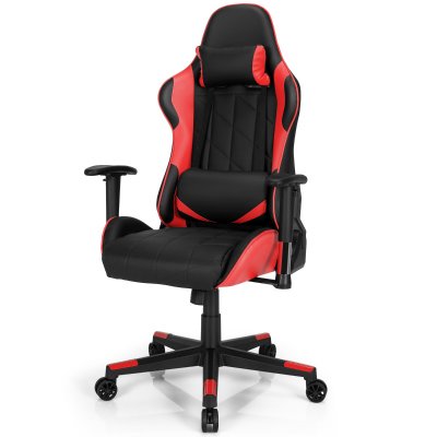 COSTWAY Chaise Gaming R&eacute;glable &agrave; Dossier Inclinable de 90&deg;-160&deg; avec Appui-t&ecirc;te Renfort Lombaire et Accoudoi