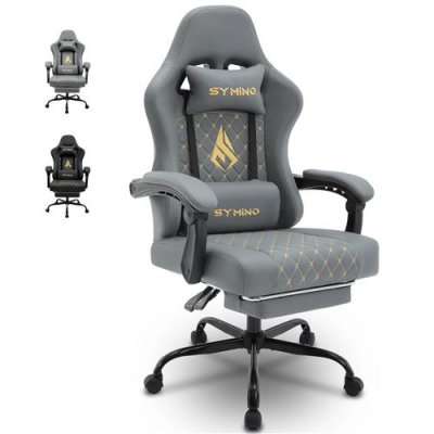 SYMINO chaise gaming  avec repose-pieds 2025 - Gris