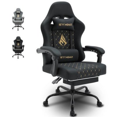 SYMINO chaise gaming  avec repose-pieds 2025 - Noir