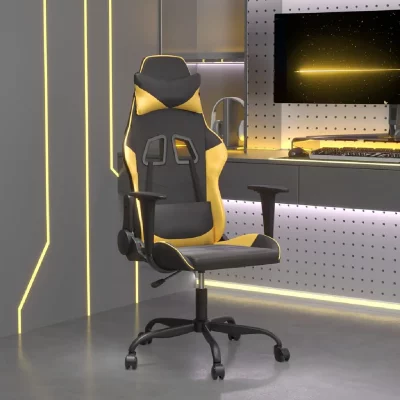 VIDAXL Chaise gaming  H. 120.5 cm non pliable en metal interieur noir