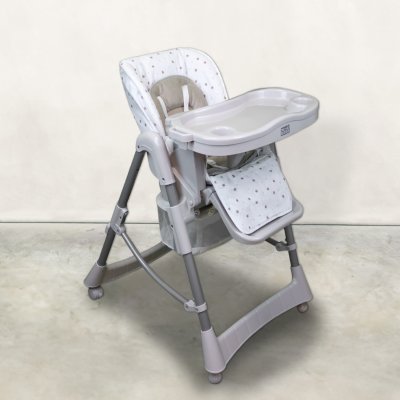 MONSIEUR BEBE Chaise haute b&eacute;b&eacute; pliable r&eacute;glable hauteur dossier tablette - Ptit Stars marron