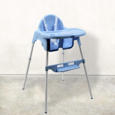 MONSIEUR BEBE Chaise haute b&eacute;b&eacute; r&eacute;glable hauteur et tablette - Bleu