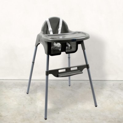 MONSIEUR BEBE Chaise haute b&eacute;b&eacute; r&eacute;glable hauteur et tablette - Gris