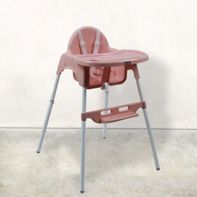 MONSIEUR BEBE Chaise haute b&eacute;b&eacute; r&eacute;glable hauteur et tablette - Rose