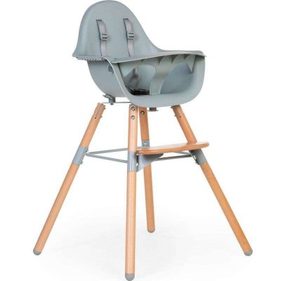 GENERIQUE Chaise haute en bois naturel Evolu 2 menthe + arceau