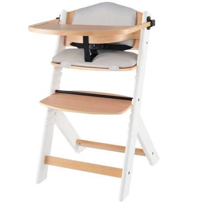 KINDERKRAFT Chaise Haute  Enock - White + Coussin Confort - Grey