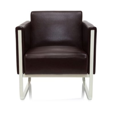 HJH OFFICE Chaise longue aruba cadre argentin similicuir 1 place marron 