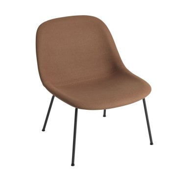 MUUTO Chaise lounge Fiber cuir cognac & pi&egrave;tement acier - 