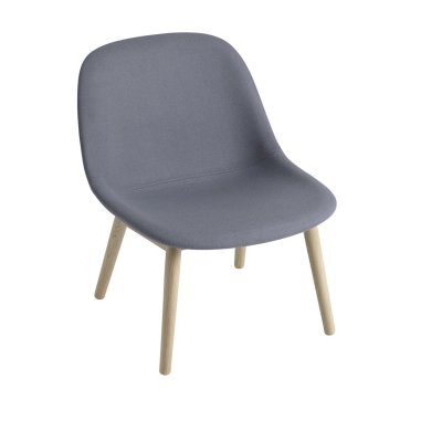 MUUTO Chaise lounge Fiber tissu bleu Divina 154 & pi&egrave;tement bois - 