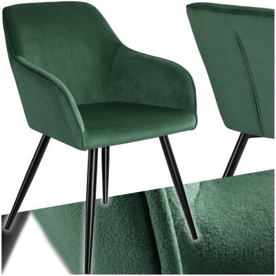 Chaise marilyn effet velours style scandinave vert fonc&eacute;/noir