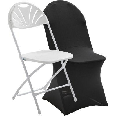REKKEM Chaise pliante blanche et housse de chaise noire
