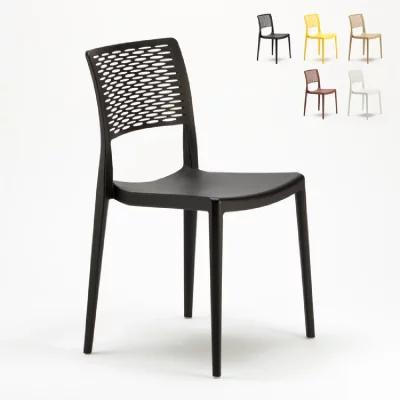 AHD AMAZING HOME DESIGN Chaise pour salle &agrave; manger Bar et Jardin en Polypropyl&egrave;ne Empilable et L&eacute;g&egrave;re Cross, Couleur: Noir