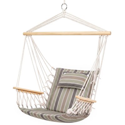 OUTSUNNY Chaise suspendue hamac beige ray&eacute;
