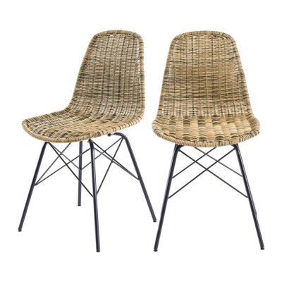 MAISON PAVANE Chaise Tiptur en r&eacute;sine tress&eacute;e naturelle (lot de 2)