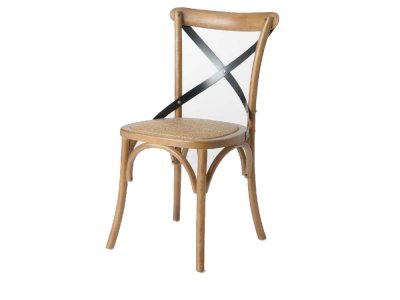 Chaises Croisillon M&eacute;tal et Bois Naturel (Lot de 2) Noir,Bois