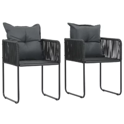 VIDAXL Chaises d'ext&eacute;rieur 2 pcs avec oreillers R&eacute;sine tress&eacute;e Noir