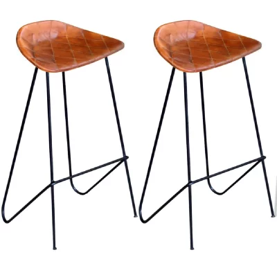 Chaises de bar 2 pcs Noir et marron Cuir v&eacute;ritable Vidaxl Marron