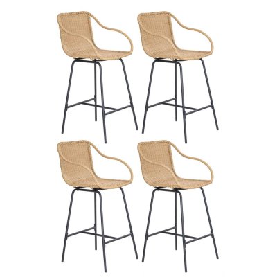 Chaises de bar et d'ilot 65 cm en rotin synth&eacute;tique et m&eacute;tal-Lot de 4