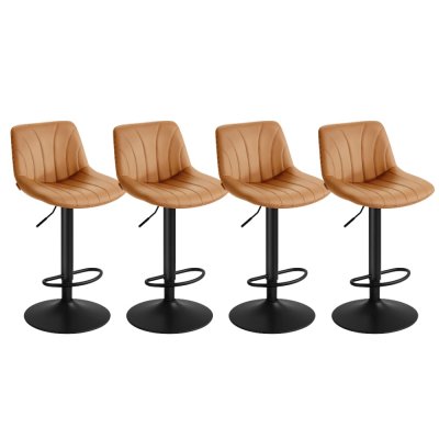 Chaises de bar r&eacute;glables avec dossier pu lot de 4 marron