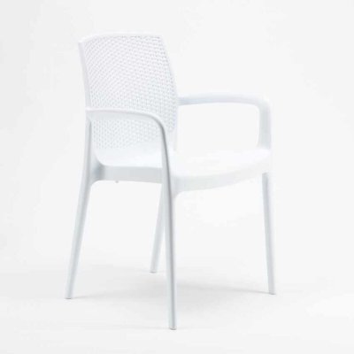 GRAND SOLEIL Chaises de Jardin Boheme  Bar avec accoudoirs Poly-rotin Couleur: Blanc
