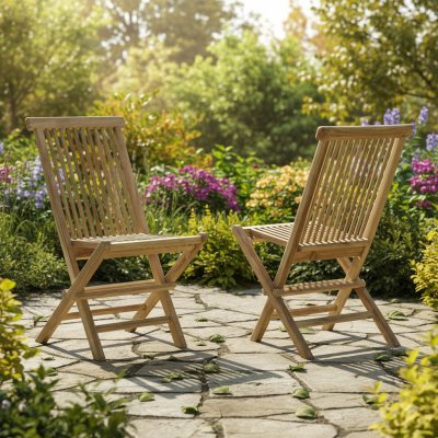 TECK ATTITUDE Chaises de Jardin Pliantes en Teck Java (Lot de 2)