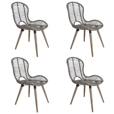 VIDAXL Chaises de salle &agrave; manger 4 pcs Marron Rotin naturel