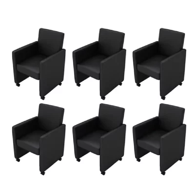 Chaises de salle &agrave; manger 6 pcs noir similicuir