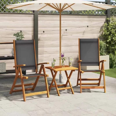 VIDAXL Chaises pliables de jardin 2 pcs Bois d'acacia et textil&egrave;ne