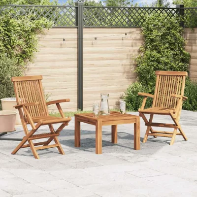 VIDAXL Chaises pliables de jardin 2 pcs Bois de teck solide  n/a