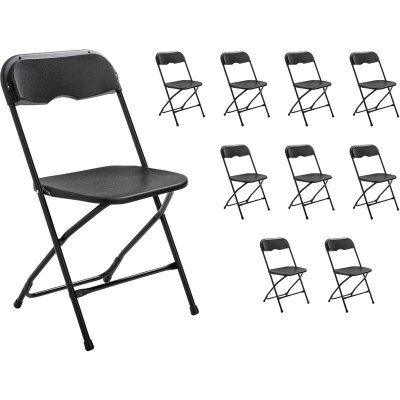REKKEM Chaises pliantes noires de r&eacute;ception Lot de 10 - Noir