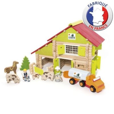 JEUJURA Chalet &agrave; comte avec camion et animaux 180 pi&egrave;ces