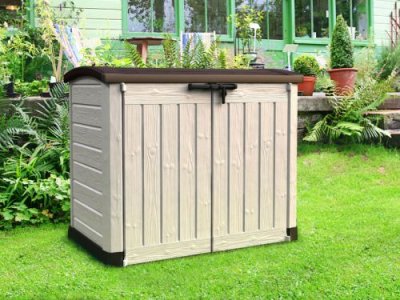 KETER CHALET & JARDIN Coffre de jardin Sio multifonction 1200L avec v&eacute;rins toit plat