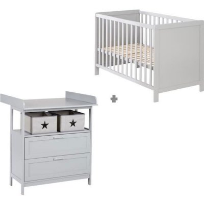 ROBA Chambre B&eacute;b&eacute; Duo 'hamburg' Taupe 2 En 1 Lit B&eacute;b&eacute; 60x120 + Commode &Agrave; Langer 2 Tiroirs