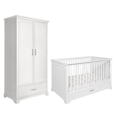 NOVELIES Chambre b&eacute;b&eacute; : Duo - Lit &eacute;volutif 70x140 armoire 2 portes blanc