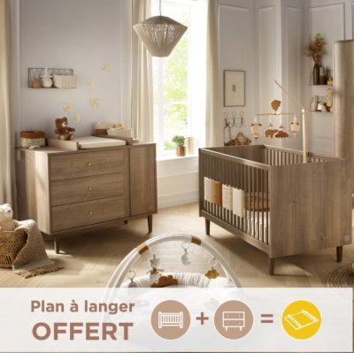 SAUTHON Chambre B&eacute;b&eacute;, Lit &Eacute;volutif Et Commode &Agrave; Langer - Mokka Marron