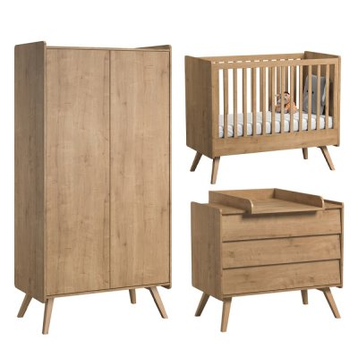 VOX Chambre b&eacute;b&eacute; : Trio - lit b&eacute;b&eacute; 60x120 commode armoire naturel