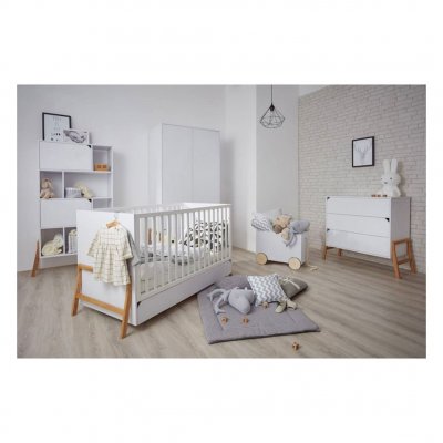BELLAMY Chambre b&eacute;b&eacute; : Trio - lit &eacute;volutif 70x140 commode armoire blanc