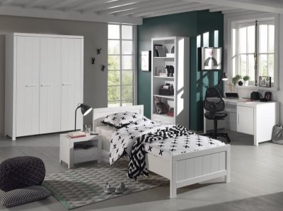 VIPACK Chambre enfant 6 pi&egrave;ces pin massif laqu&eacute; blanc erik 90x200 cm ERCO60