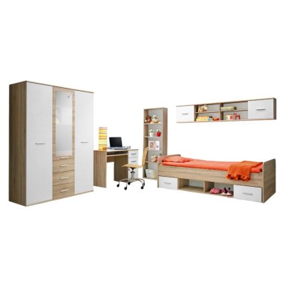 PRICE FACTORY Chambre enfant ado denver : armoire 3 portes, lit, biblioth&eacute;que, bureau, &eacute;tag&eacute;re