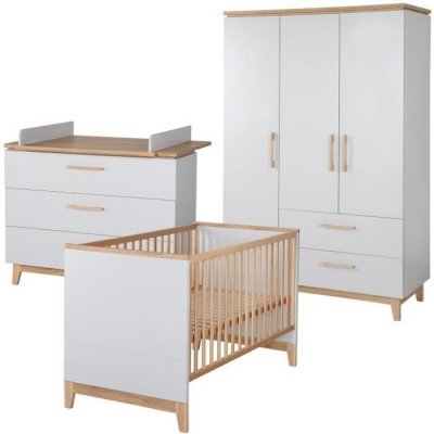ROBA Chambre  Caro (Commode 3 Tiroirs) - Gris clair / Bois