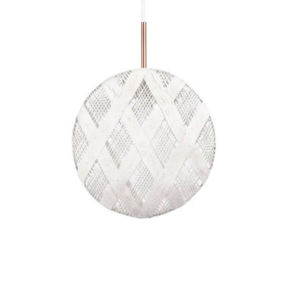 FORESTIER CHANPEN DIAMANT-Suspension Sph&eacute;rique Aplatie M&eacute;tal Cuivre/Abaca &Oslash;36cm