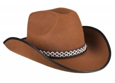 BOLAND Chapeau Cowboy Enfant -  - Brun - Ruban - Ficelle - Accessoire de d&eacute;guisement 
