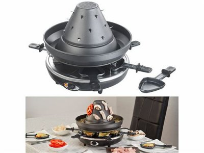 ROSENSTEIN & SOHNE Chapeau tatare &eacute;lectrique 1500 2 en 1 avec appareil &agrave; raclette pour 6 personnes