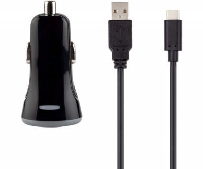 UNDER CONTROL Chargeur allume-cigare 2.4 A + C&acirc;ble USB Type C 1.2 m 