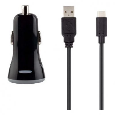 UNDER CONTROL Chargeur allume-cigare 2.4 A + C&acirc;ble USB Type C 1.2 m 