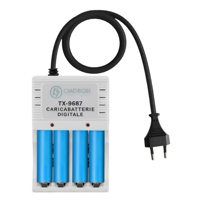 AVIZAR Chargeur de Piles Num&eacute;rique AA et AAA 4 Canaux Prise 220V AC 130mA Gris