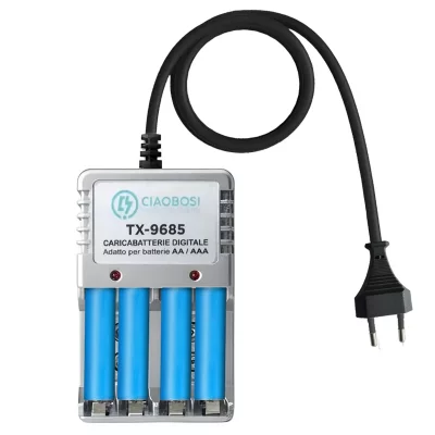 AVIZAR Chargeur de Piles Num&eacute;rique AA et AAA 4 Canaux Prise 220V AC 150mA Gris