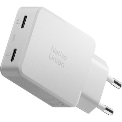 NATIVE UNION Chargeur Double Port USB-C 65W Power Delivery GaN Charge Rapide Blanc