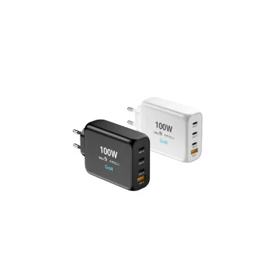 3 PORTS USB C (2X100W + 1X65W) ET 1 PORT USB A (30W) Chargeur et c&acirc;ble d'alimentation PC Urban Factory CHARGEUR SECTEUR 100W TYPE C GAN BLANC