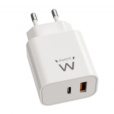 EWENT Chargeur  EW1318 USB-C/USB-A 20W Blanc